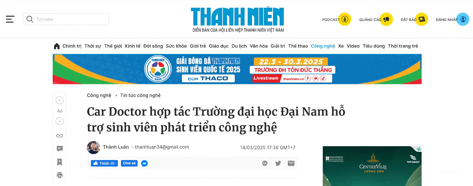 Báo chí đưa tin về sự kiện ký kết Biên bản Ghi nhớ giữa CarDoctor và Đại học Đại Nam